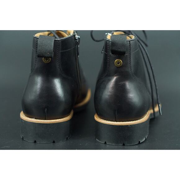 Warfield & Grand Clover Plain Toe Black Leather Ankle Boot Size 8 Men\'s Zip main image 4